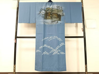 平和屋着物●男性　長襦袢　無双仕立て　東海道五拾三次　暈し染め　金彩　洗える着物　未使用　CABB4994vp