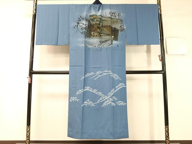 平和屋着物●男性　長襦袢　無双仕立て　東海道五拾三次　暈し染め　金彩　洗える着物　未使用　CABB4994vp