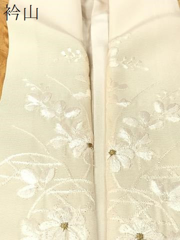 平和屋着物●長襦袢 袷 舞桜 半衿刺繍 正絹 逸品 CABB4999vp
