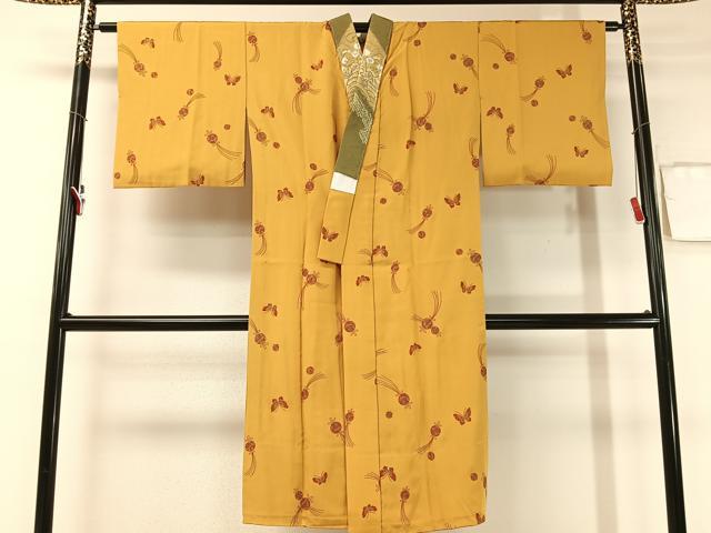 【銘品新品】作家物 長襦袢 牡丹鼠色 変わり織「市松格子織」袖無双仕立て 銘品新品】作家物 長襦袢 牡丹鼠色 変わり織「市松格子織」袖無双