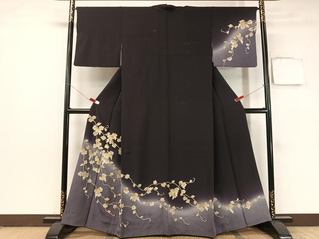 平和屋着物●中国三大刺繍　総相良刺繍　訪問着　葡萄蔦の葉文　暈し染め　金糸　正絹　逸品　CABB5005vp