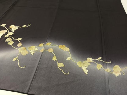 平和屋着物●中国三大刺繍　総相良刺繍　訪問着　葡萄蔦の葉文　暈し染め　金糸　正絹　逸品　CABB5005vp