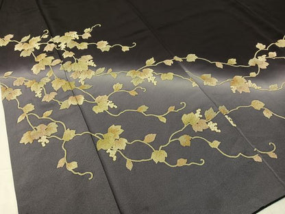 平和屋着物●中国三大刺繍　総相良刺繍　訪問着　葡萄蔦の葉文　暈し染め　金糸　正絹　逸品　CABB5005vp