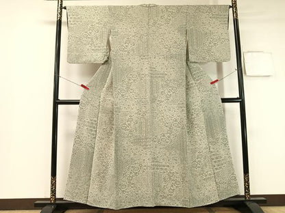 平和屋着物●上質な小紋 名物裂 鬼しぼ縮緬 正絹 逸品 CABB5011vp