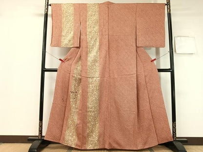 平和屋着物●訪問着　総絞り　刺繍　花唐草間道　金彩　正絹　逸品　CABB5012vp