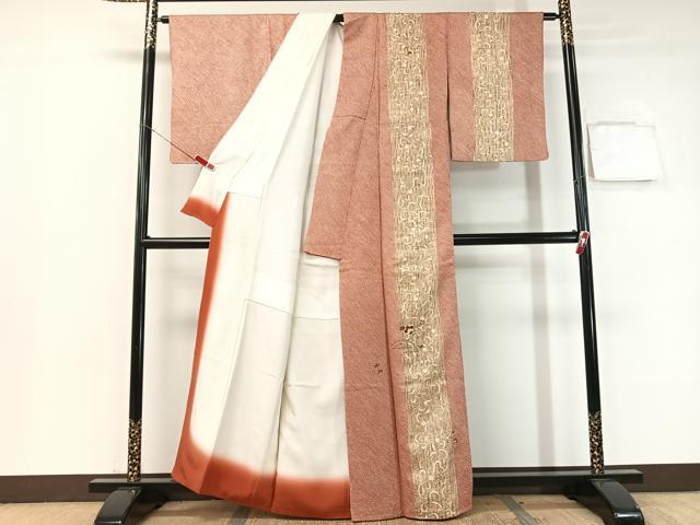 平和屋着物●訪問着　総絞り　刺繍　花唐草間道　金彩　正絹　逸品　CABB5012vp 平和屋着物○訪問着 総絞り 刺繍 花唐草間道 金彩 正絹 逸品