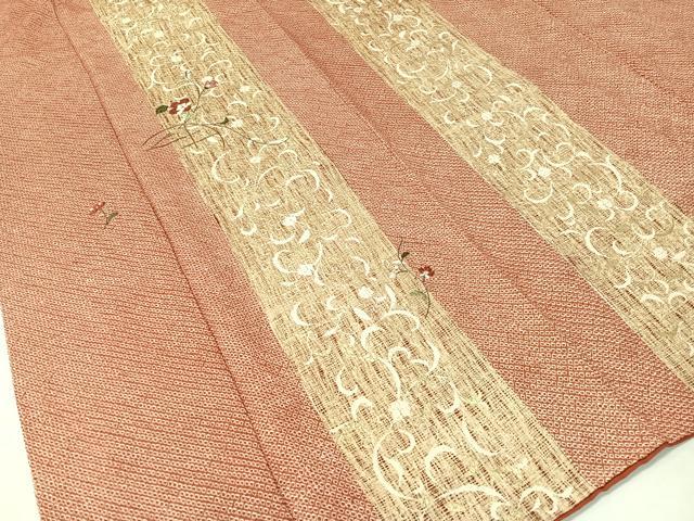 平和屋着物○訪問着 総絞り 刺繍 花唐草間道 金彩 正絹 逸品