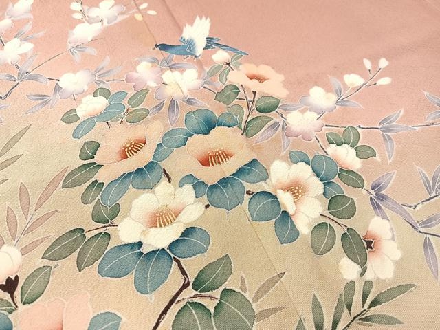 平和屋着物●訪問着　友禅　流水花鳥文　暈し染め　正絹　逸品　未使用　CABB5013vp 平和屋着物○訪問着 友禅 流水花鳥文 暈し染め 正絹 逸品 未