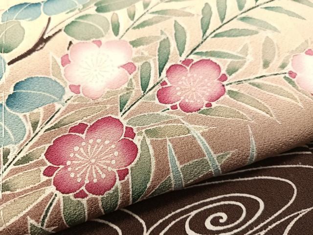平和屋着物●訪問着　友禅　流水花鳥文　暈し染め　正絹　逸品　未使用　CABB5013vp 平和屋着物○訪問着 友禅 流水花鳥文 暈し染め 正絹 逸品 未