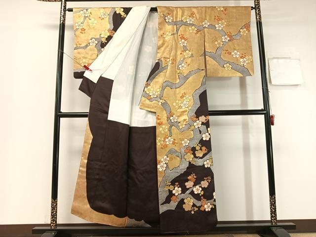 平和屋着物●訪問着　鹿の子枝梅文　金彩　正絹　逸品　CABB5014vp 平和屋着物○訪問着 鹿の子枝梅文 金彩 正絹 逸品 CABB5014vp