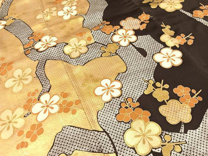 平和屋着物●訪問着　鹿の子枝梅文　金彩　正絹　逸品　CABB5014vp