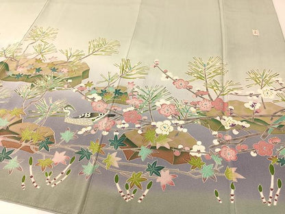 平和屋着物●豪華色留袖 友禅 作家物 鴛鴦枝梅松文 暈し染め 正絹 逸品 CABB5015vp