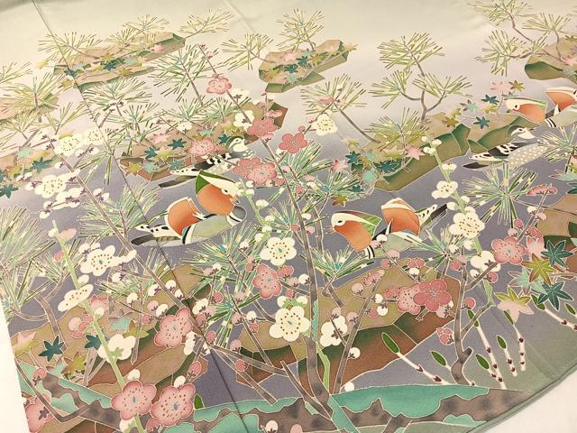 平和屋着物●豪華色留袖 友禅 作家物 鴛鴦枝梅松文 暈し染め 正絹 逸品 CABB5015vp