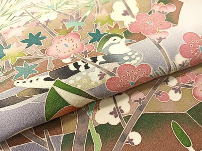 平和屋着物●豪華色留袖 友禅 作家物 鴛鴦枝梅松文 暈し染め 正絹 逸品 CABB5015vp