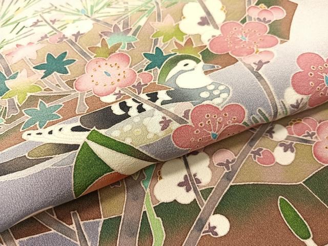 平和屋着物●豪華色留袖 友禅 作家物 鴛鴦枝梅松文 暈し染め 正絹 逸品 CABB5015vp