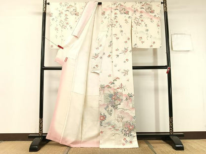 平和屋着物●訪問着　雲取り鳳凰花文　暈し染め　銀彩　正絹　逸品　CABB5016vp