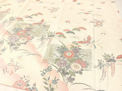 平和屋着物●訪問着　雲取り鳳凰花文　暈し染め　銀彩　正絹　逸品　CABB5016vp