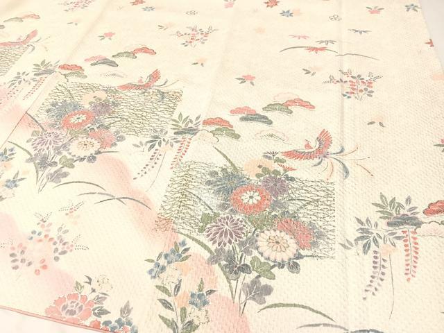 平和屋着物●訪問着　雲取り鳳凰花文　暈し染め　銀彩　正絹　逸品　CABB5016vp