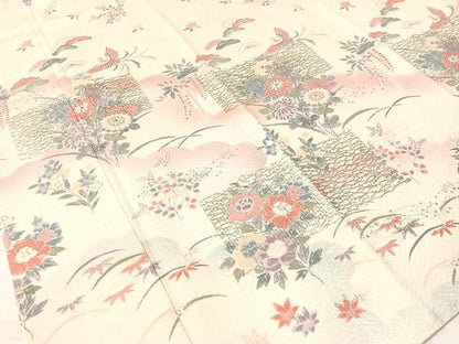 平和屋着物●訪問着　雲取り鳳凰花文　暈し染め　銀彩　正絹　逸品　CABB5016vp