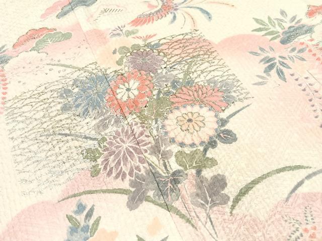 平和屋着物●訪問着　雲取り鳳凰花文　暈し染め　銀彩　正絹　逸品　CABB5016vp