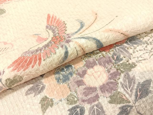 平和屋着物●訪問着　雲取り鳳凰花文　暈し染め　銀彩　正絹　逸品　CABB5016vp