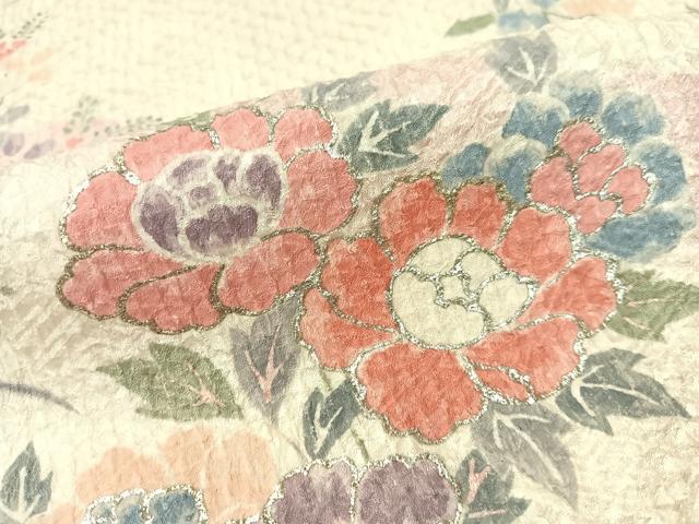 平和屋着物●訪問着　雲取り鳳凰花文　暈し染め　銀彩　正絹　逸品　CABB5016vp