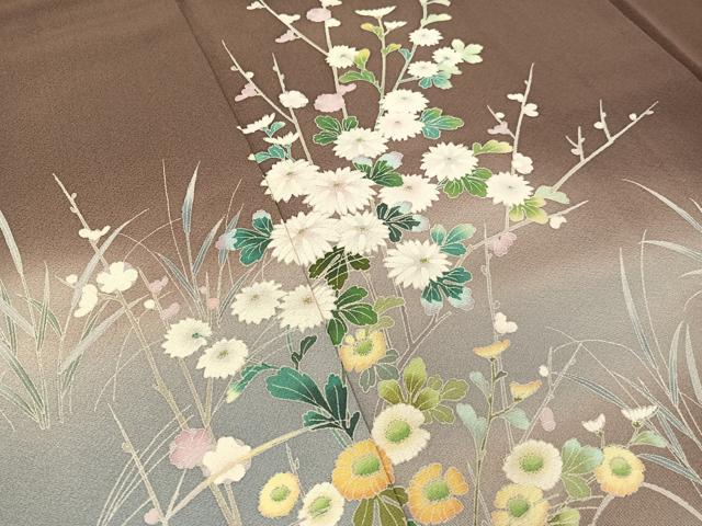 平和屋着物●訪問着　友禅　草花文　暈し染め　正絹　逸品　CABB5020vp