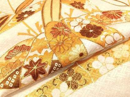 平和屋着物●訪問着　駒刺繍　笹竹花文　金彩　正絹　逸品　CABB5021vp