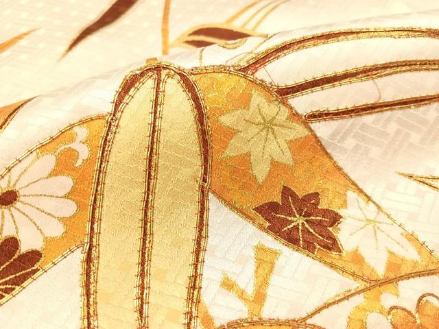 平和屋着物●訪問着　駒刺繍　笹竹花文　金彩　正絹　逸品　CABB5021vp