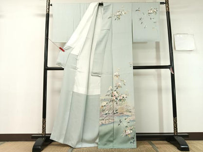 平和屋着物●訪問着　友禅　作家物　名所風景花文　暈し染め　正絹　逸品　CABB5023vp