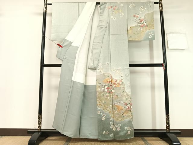 平和屋着物●訪問着　絞り　道長花文　暈し染め　金彩　正絹　逸品　CABB5024vp