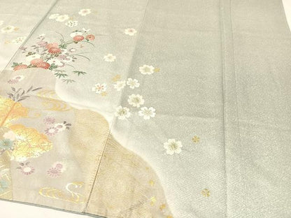 平和屋着物●訪問着　絞り　道長花文　暈し染め　金彩　正絹　逸品　CABB5024vp
