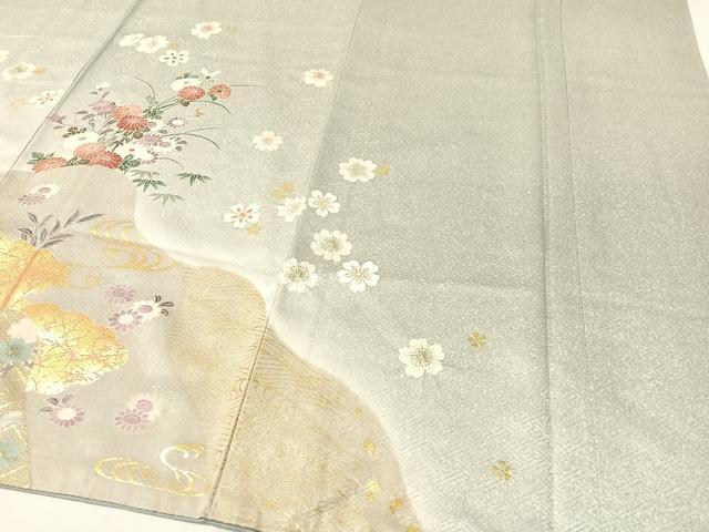 平和屋着物●訪問着　絞り　道長花文　暈し染め　金彩　正絹　逸品　CABB5024vp