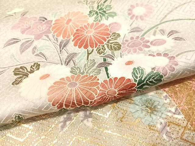 平和屋着物●訪問着　絞り　道長花文　暈し染め　金彩　正絹　逸品　CABB5024vp