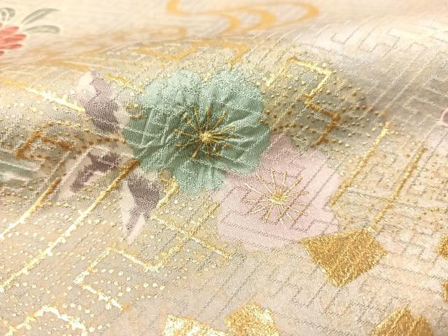 平和屋着物●訪問着　絞り　道長花文　暈し染め　金彩　正絹　逸品　CABB5024vp