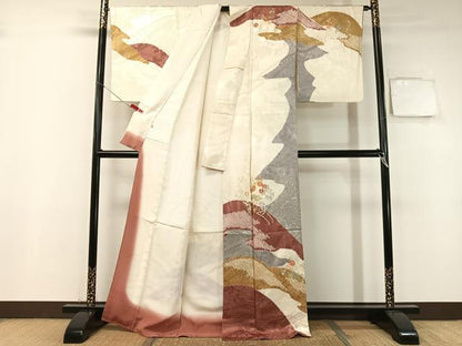 平和屋着物●創業460年・千總　訪問着　駒刺繍　絞り　花車文　金彩　伊勢丹扱い　正絹　逸品　CABB5025vp