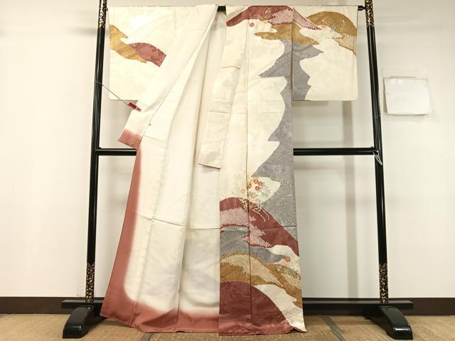 平和屋着物●創業460年・千總　訪問着　駒刺繍　絞り　花車文　金彩　伊勢丹扱い　正絹　逸品　CABB5025vp