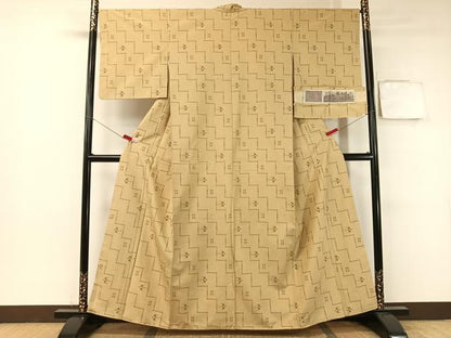 平和屋着物●上質な紬  越布琉 琉球絣文様 証紙付き 正絹 逸品 未使用 CABB5028vp