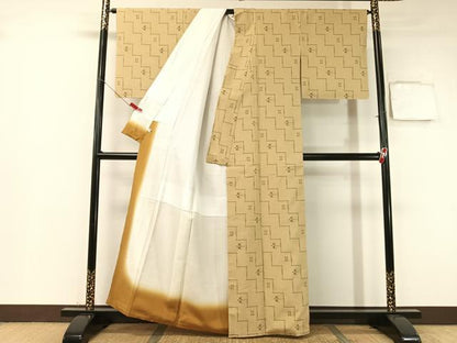 平和屋着物●上質な紬  越布琉 琉球絣文様 証紙付き 正絹 逸品 未使用 CABB5028vp