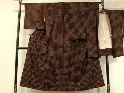 平和屋着物●本場大島紬 アンサンブル 龍郷絣 秋名バラ 正絹 逸品 CABB5029vp