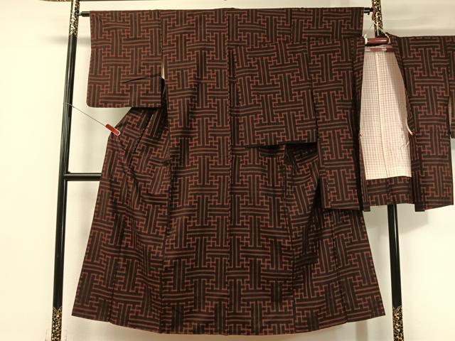 平和屋着物●本場大島紬 アンサンブル 龍郷絣 秋名バラ 正絹 逸品 CABB5029vp