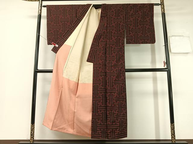 平和屋着物●本場大島紬 アンサンブル 龍郷絣 秋名バラ 正絹 逸品 CABB5029vp