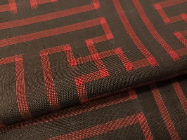 平和屋着物●本場大島紬 アンサンブル 龍郷絣 秋名バラ 正絹 逸品 CABB5029vp