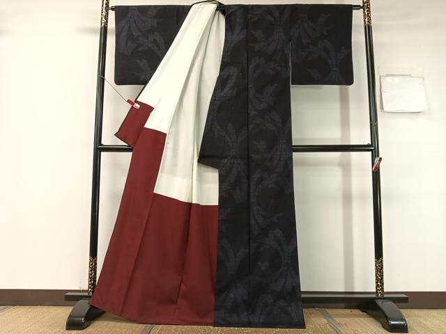 平和屋着物●本場結城紬 重要無形文化財 80亀甲 束ね熨斗文 正絹 逸品 CABB5030vp