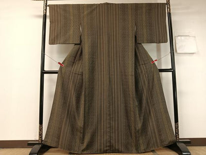 平和屋着物●上質な紬 陽彩 縞 証紙付き 正絹 逸品 CABB5034vp