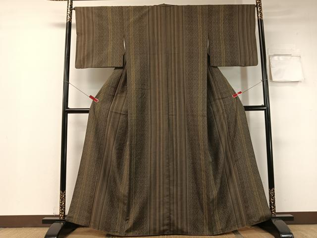 平和屋着物●上質な紬 陽彩 縞 証紙付き 正絹 逸品 CABB5034vp