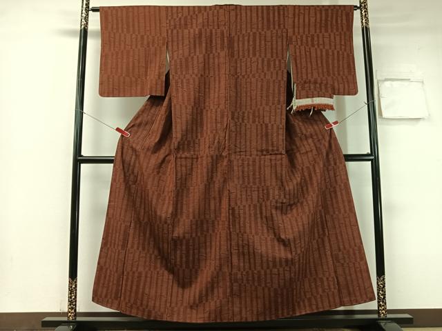 平和屋着物●本場結城紬 重要無形文化財 80亀甲 竹並び 反端付き 正絹 逸品 未使用 CABB5036vp