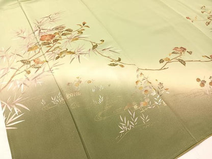 平和屋着物●訪問着 枝花文 暈し染め 金銀彩 正絹 逸品 未使用 CABB5040vp