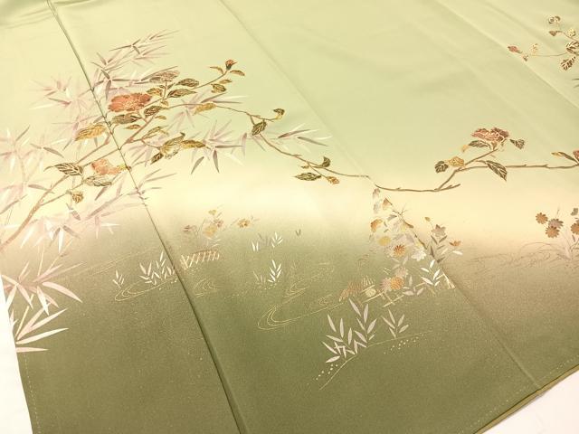 平和屋着物●訪問着 枝花文 暈し染め 金銀彩 正絹 逸品 未使用 CABB5040vp