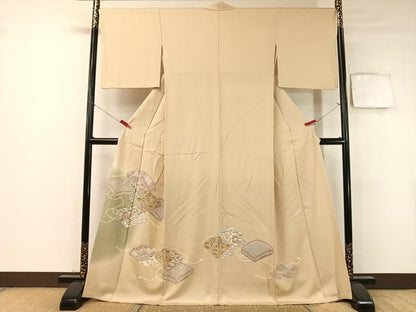 平和屋着物●豪華色留袖 駒刺繍 文箱花文 暈し染め 金彩 正絹 逸品 CABB5041vp
